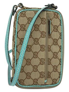 GUCCI GG Canvas Shoulder Bag Beige Silver